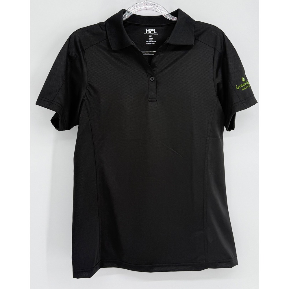 HPI GreenWise Market Black Performance Polo Shirt Mens Short Sleeve‎ Sz M